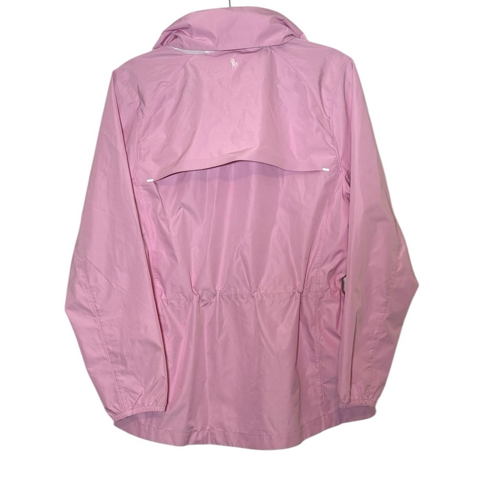 Ralph Lauren Polo Golf Jacket Size Large Pink Windbreaker Hooded Full Zip - Picture 2 of 13